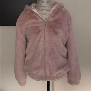 Pink faux fur jacket